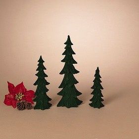 Trees, Set/3 Emerald Velvet Lg is 13.98&quot;