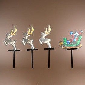 Infinity, Santa &amp; Sleigh w/3 Reindeer Stake Set