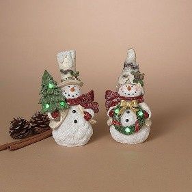 Snowman, 7.8" Tree/Wreath 2 Asst w/Hat