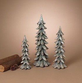 Tree, Set/3 Green w/Gold &amp; Silver Accent Lg is 23.4&quot;