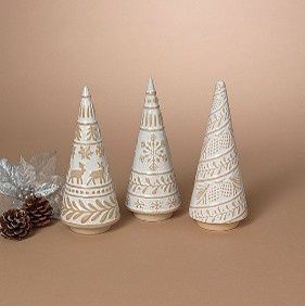 Tree, 9&quot; White Ceramic 3 Asst