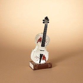 Snow Globe, Violin w/Cardinals On Book Cord Included