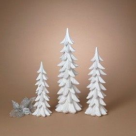 Tree, Set/3 White Glitter over White Lg is 23.4&quot;
