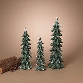 Tree, Set/3 Green w/Silver Accents Lg is 23.4&quot;