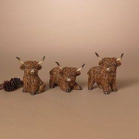 Figurine, Highland Cow 5.5&quot; 3 Asst