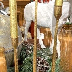 Candle Holder, Set/3 Gold Metal Taper 14/17/20&quot;