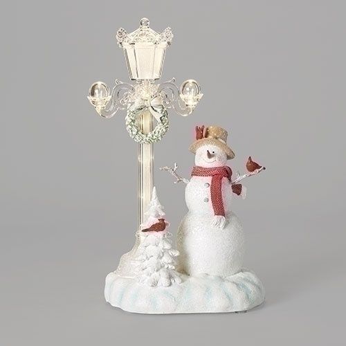 Snowman w/Lamp Post, LED Musical 15"
