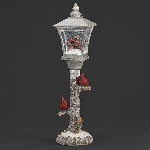Snow Globe, 17&quot; Lighted Lamppost w/Cardinal Scene Cord Included