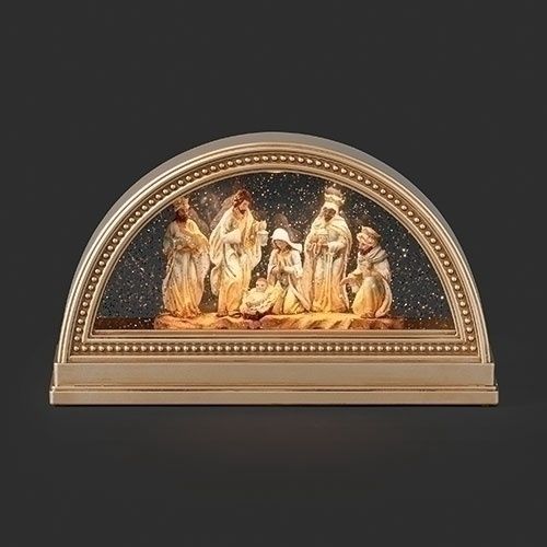 Snow Globe, 7&quot; Lighted Arch Gold Nativity