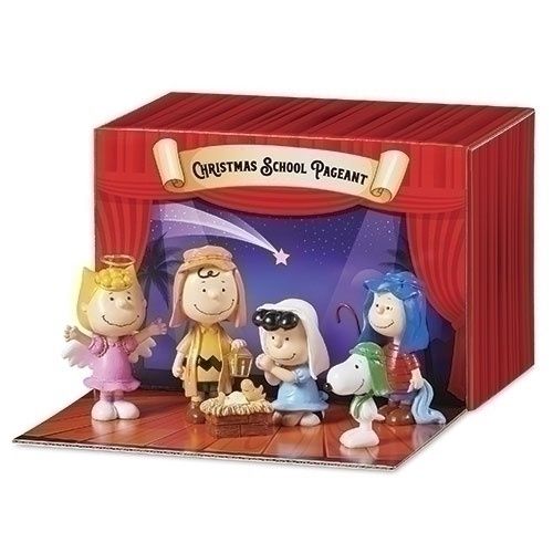 Nativity, 3.5&quot; 6pc Set Peanuts Pageant w/Carry Box
