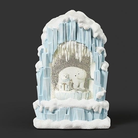 Snow Globe, 10&quot; Lighted Swirl Igloo w/Polar Bear Scene Cord Included