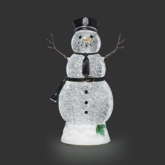 Snow Globe, 11&quot; Lighted Police Snowman