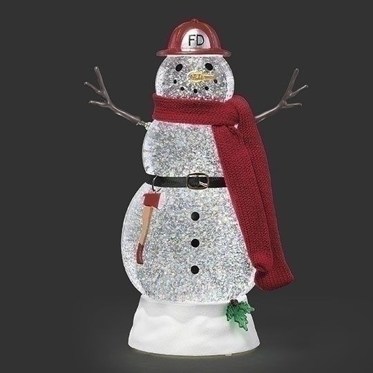 Snow Globe, 11&quot; Fireman Snowman
