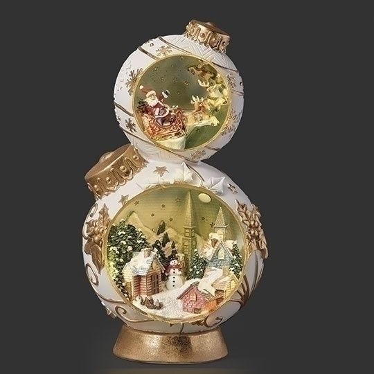 Luminary, 15&quot; Ornament Stack Town/Santa White