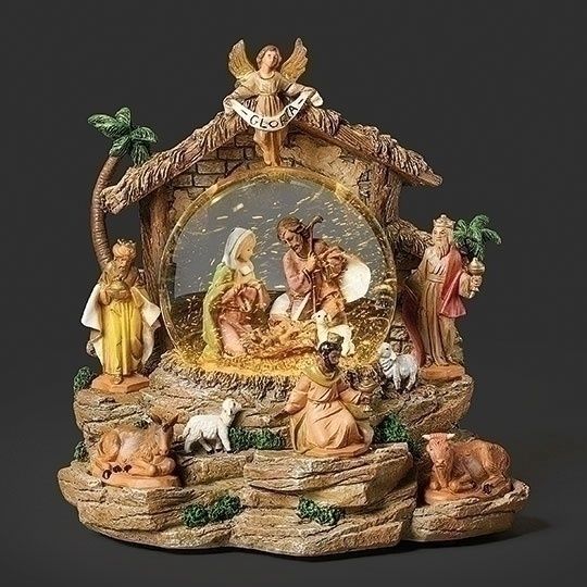 Snow Globe, 7.75&quot; Musical Nativity USB Cord Included
