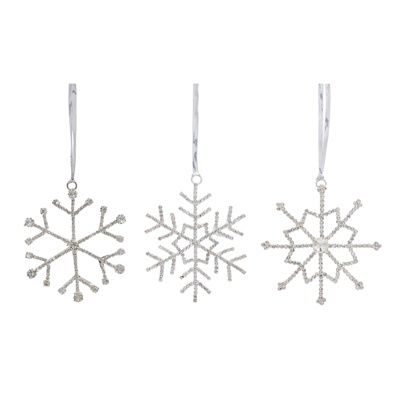 Ornament, 3.5&quot; Iron/Glass Jewel Snowflake
