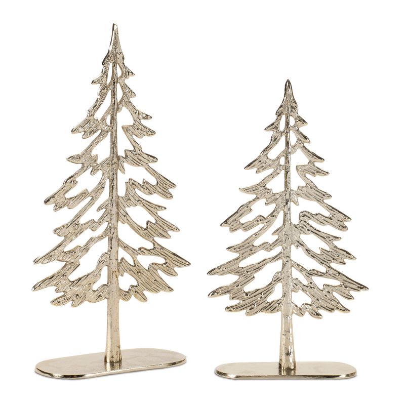 Tree, Set/2 Gold Metal 10.5/12.5&quot; Aluminum