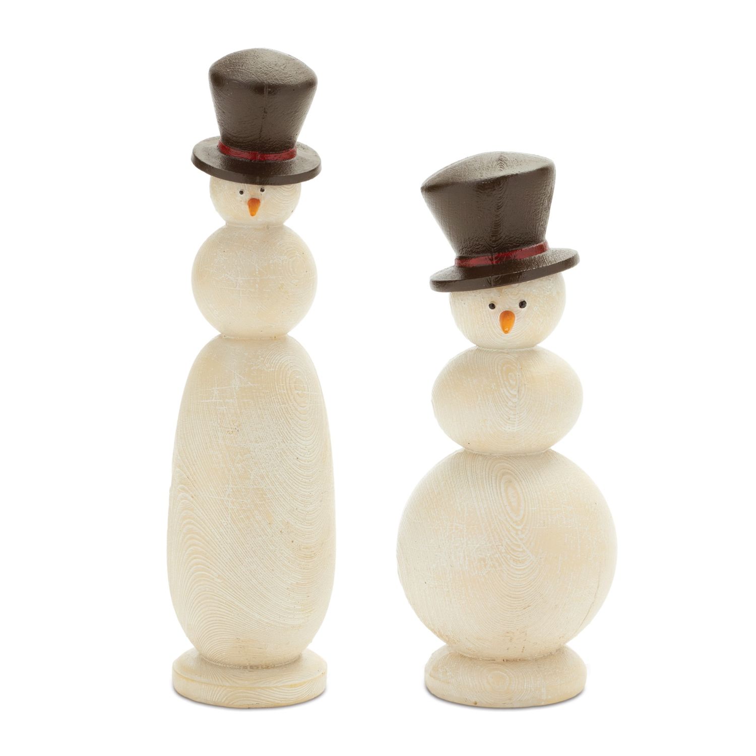 Snowman, Rounded Cream Faux Wood Set/2 7"/8.5"