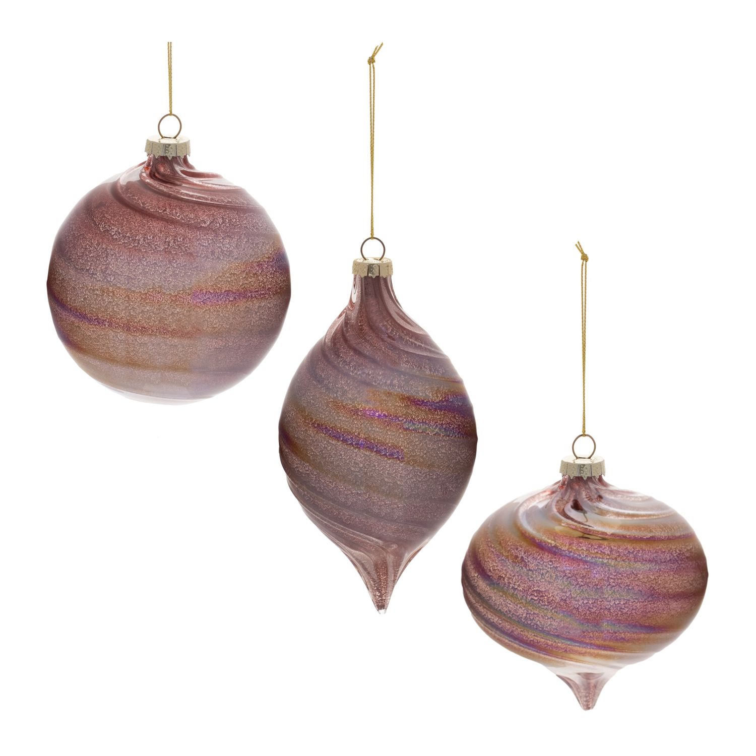 Ornament, Mulberry Glass Swirl 3 Asst 4"/6"