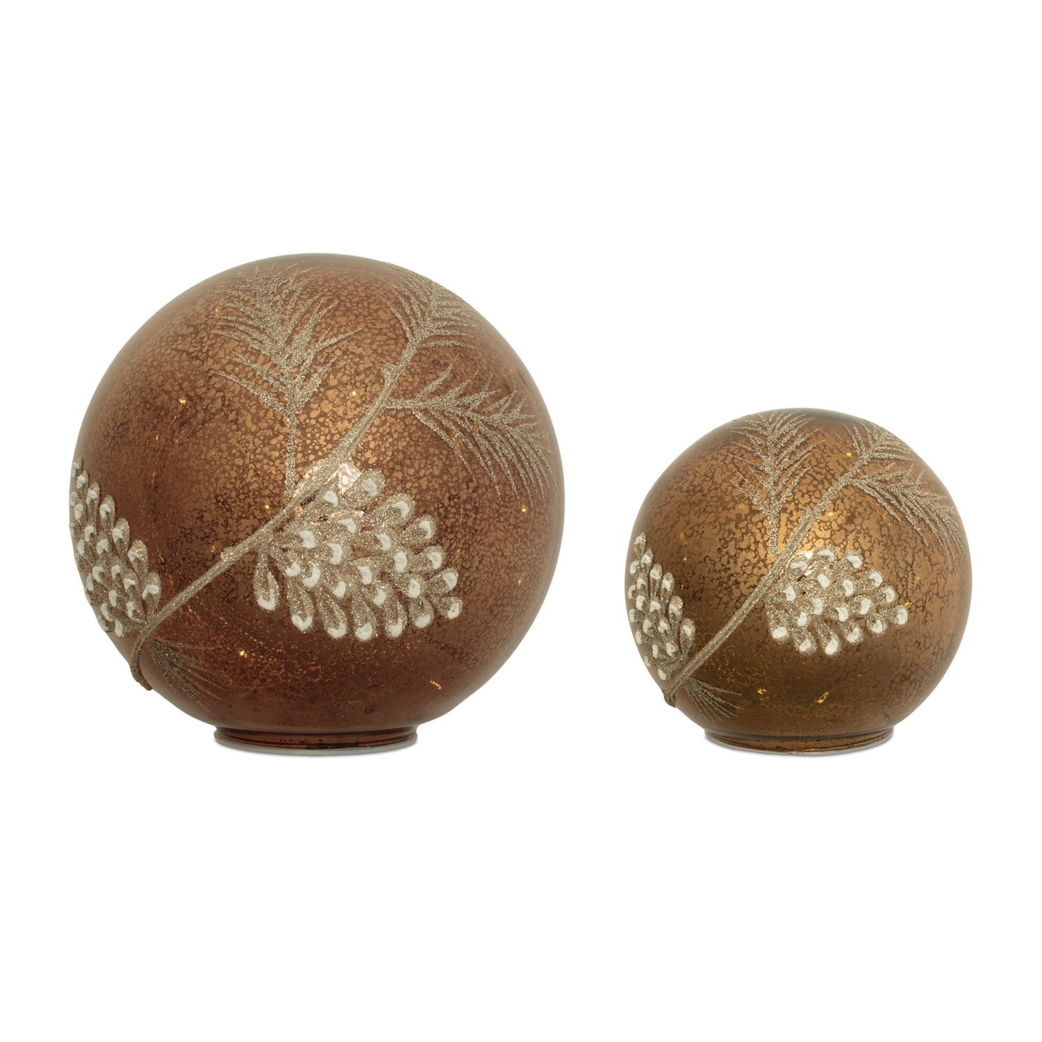 Luminary, LED Glass Globe w/Pinecone Set/2 5"/7.5"