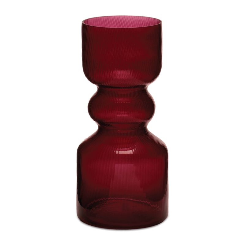Candle Holder, 3.5&quot;x8&quot; Glass Mulberry