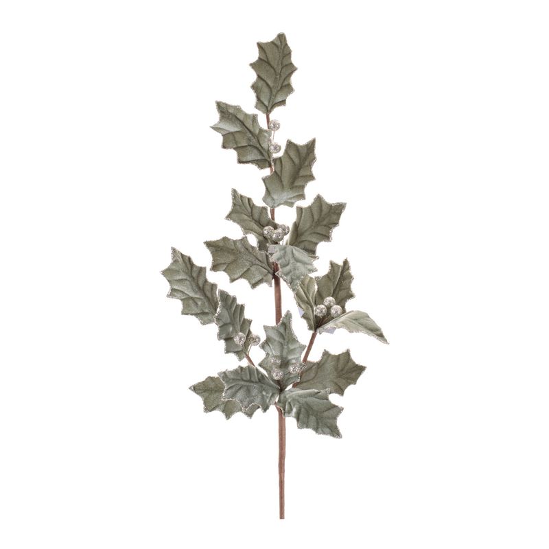 Spray, Green w/Silver Glitter Edge &amp; Berries 29.75&quot;