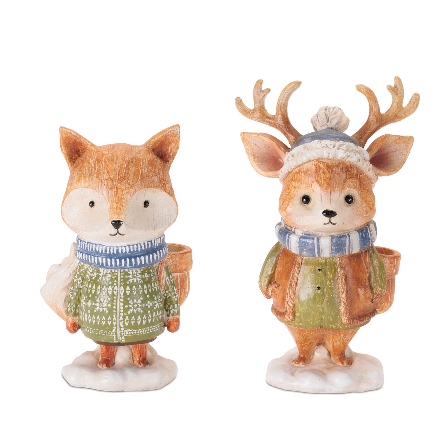Figurine, Winter Deer/Fox 2 Asst 6/7"