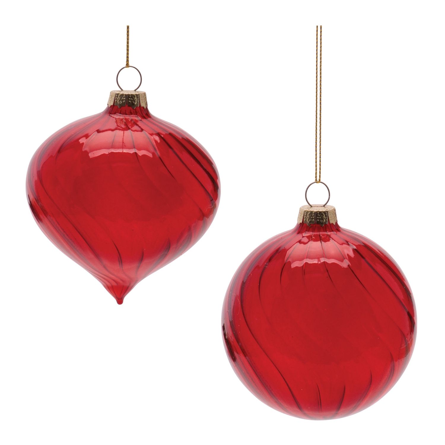 Ornament, 3" Red Glass 2 Asst