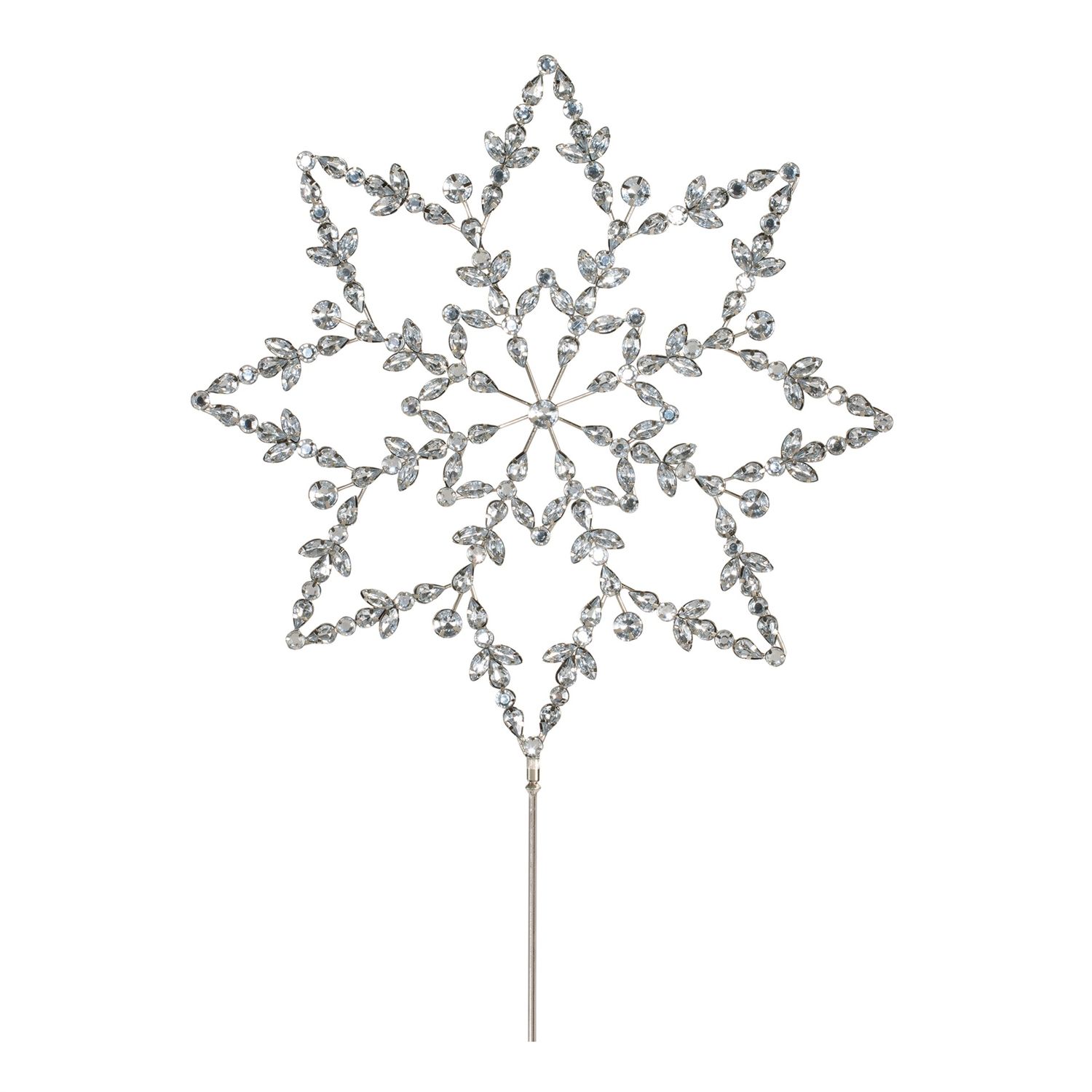 Stem, 23&quot; Silver Metal/Rhinestone