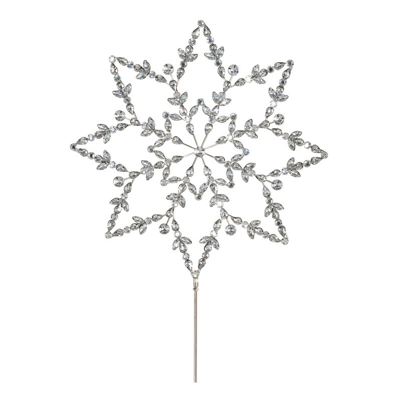 Stem, 23&quot; Silver Metal/Rhinestone