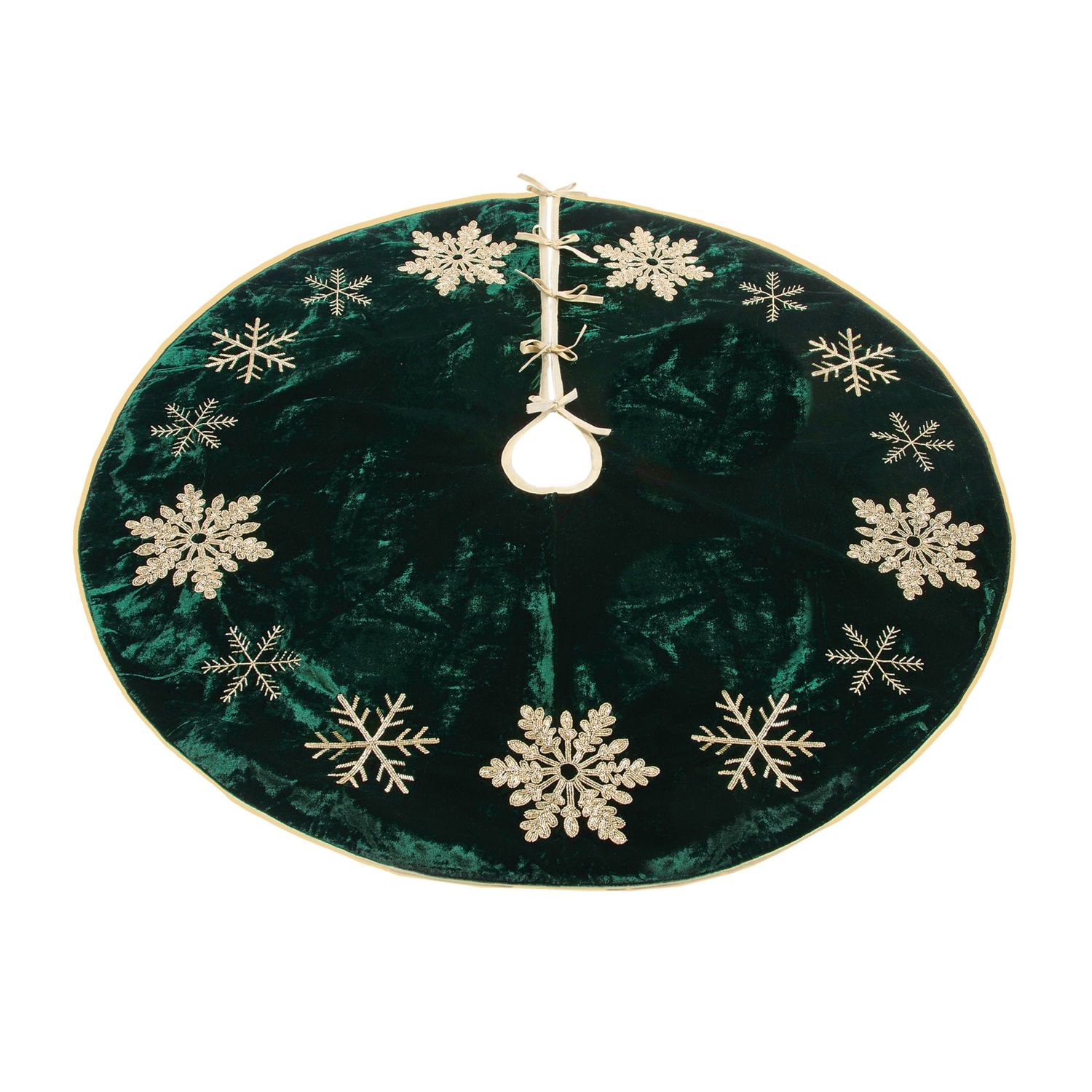 Tree Skirt, Embroidered/Beaded Emerald Velvet 48"