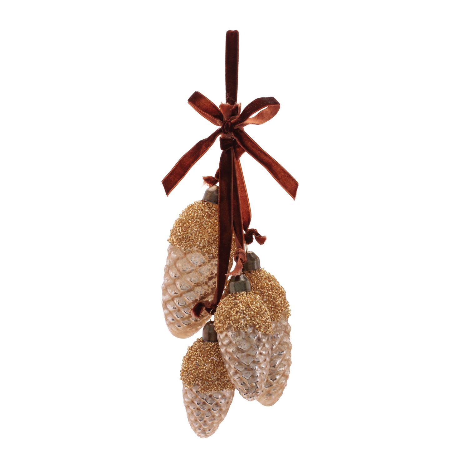 Ornament, Pine Cone Drop 7" Glass Champagne