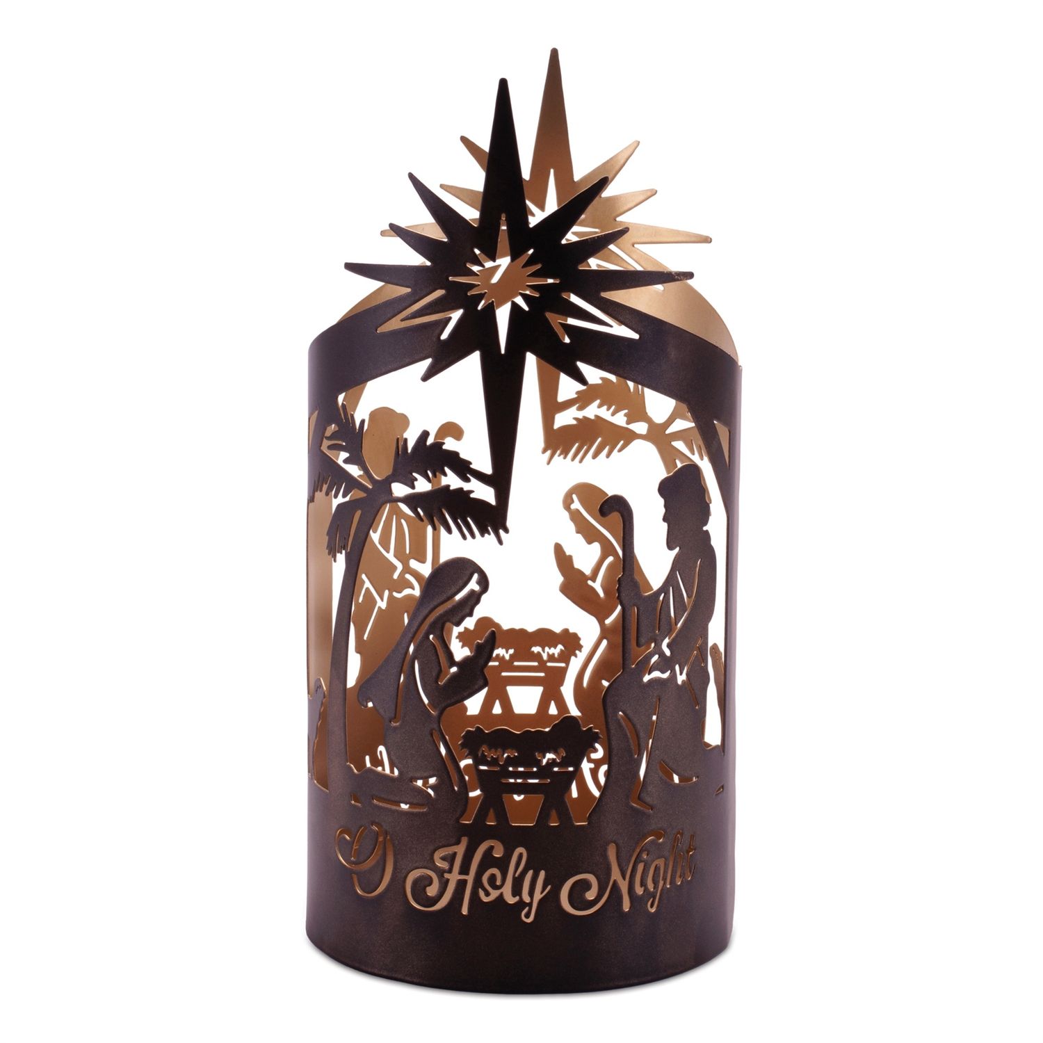 Nativity, Candle Holder 9.75&quot; Black Metal