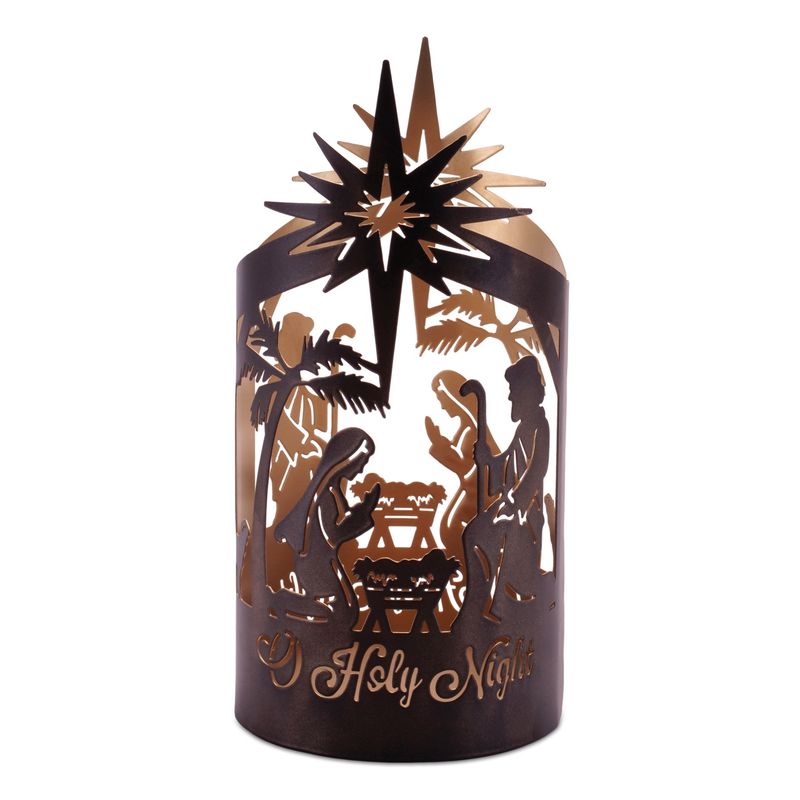 Nativity, Candle Holder 9.75&quot; Black Metal