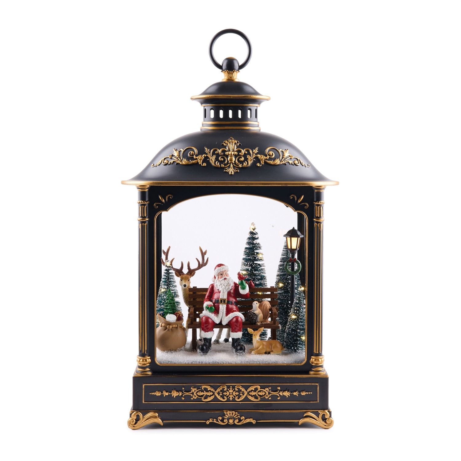 Lantern, LED w/Santa &amp; Animals 17.5" Cord Included