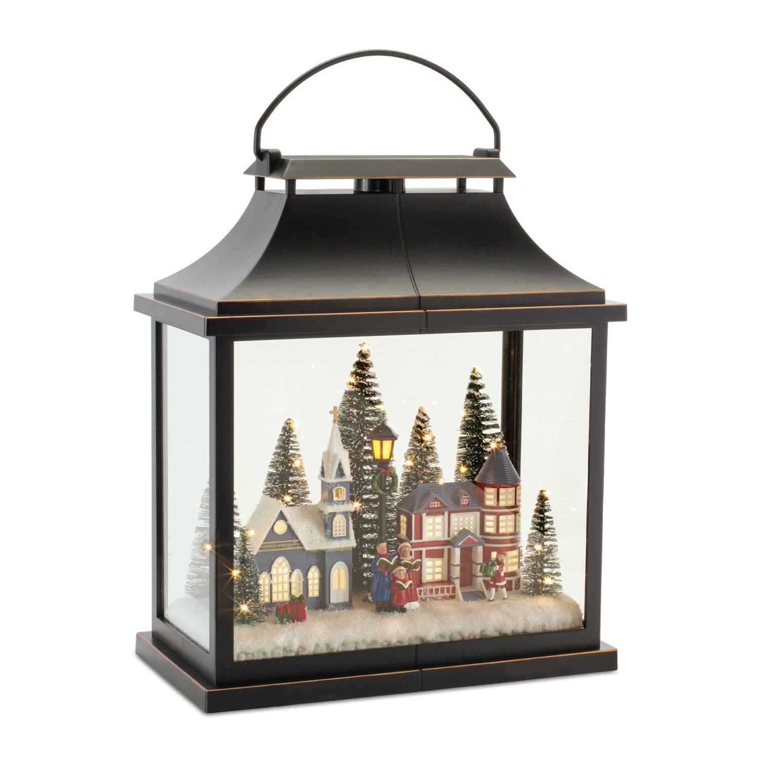 Lantern, 16" Black LED w/Carolers Cord Included
