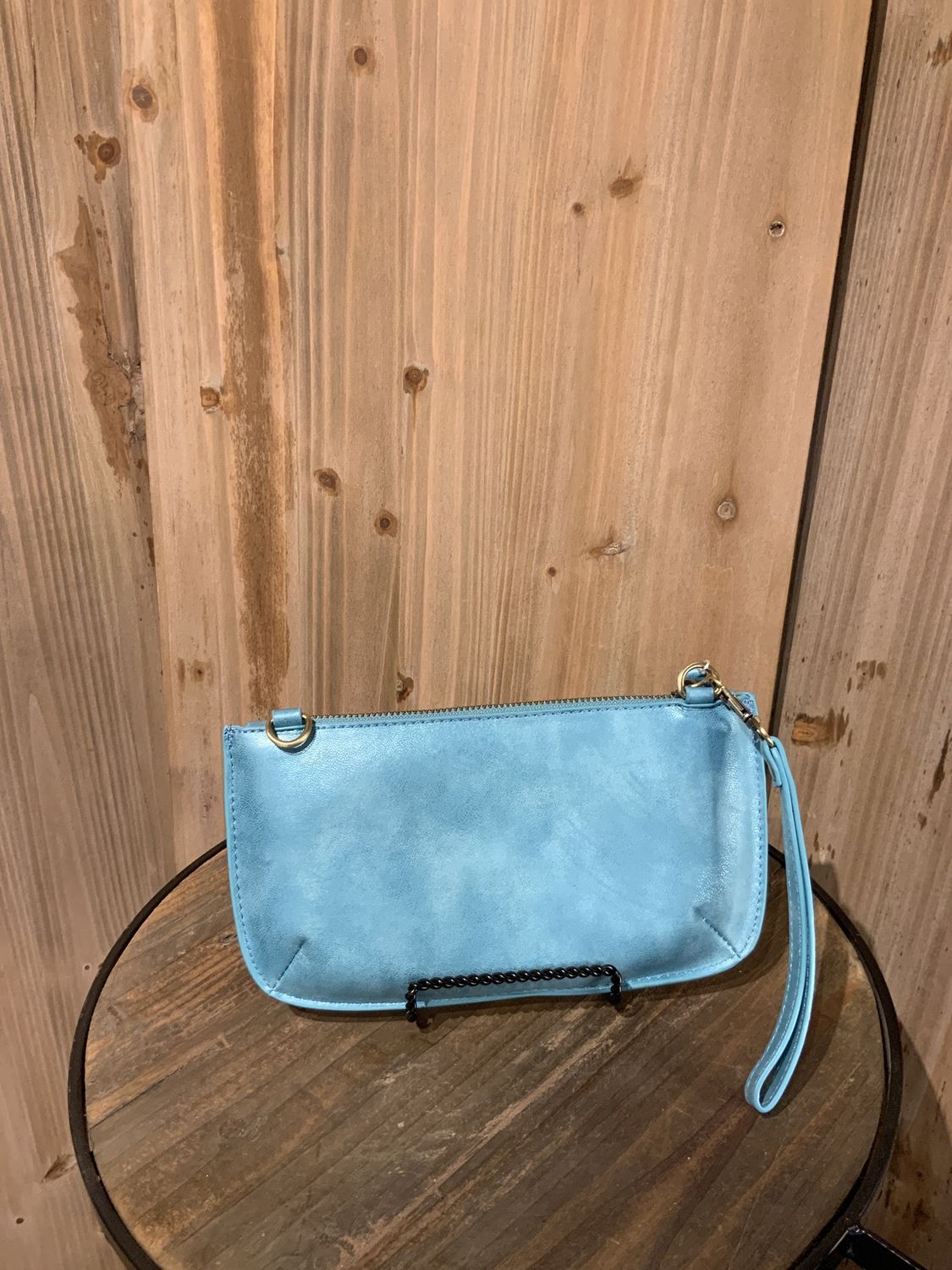 Wristlet Clutch, Crossbody Aqua