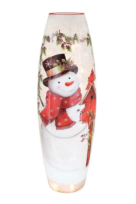 Luminary, Happy Snowman Pre-Lit Super Calassal Vase 7x23.5"