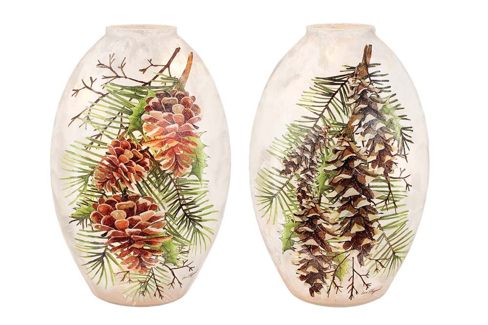 Luminary, Country Pine Pre-Lit Glass 8x5x12"