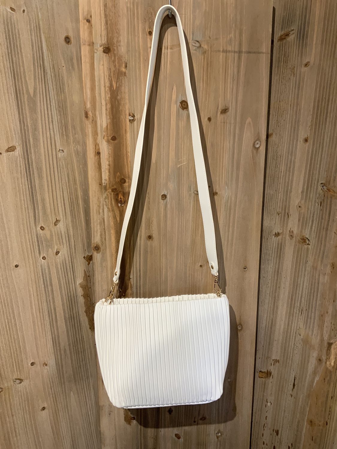 Hand Bag, Pleated white
