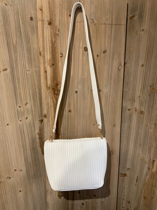 Hand Bag, Pleated white