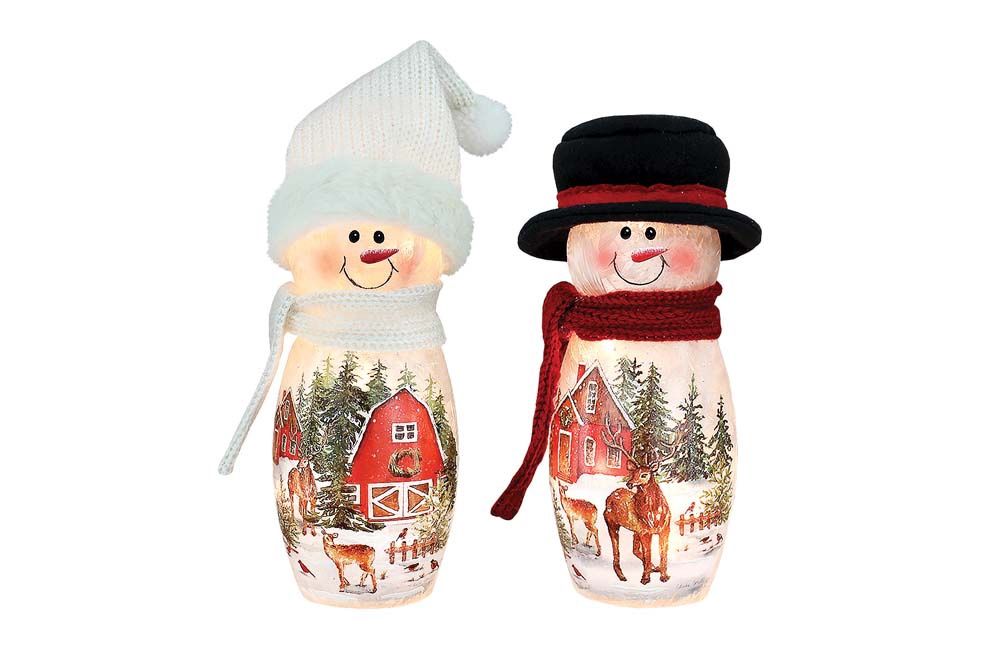 Luminary, Reindeer Visit Pre-Lit Snowman w/Hat &amp; Scarf 3.5"x9.06"