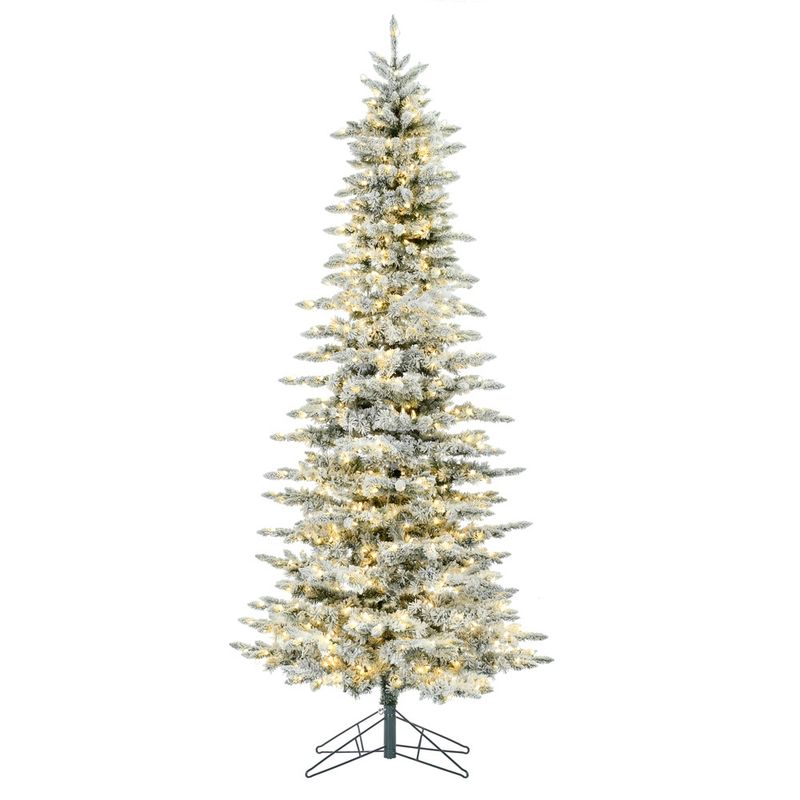 Tree, 7.5&#39;x43&quot; Flock Slim Utica 550 Warm White