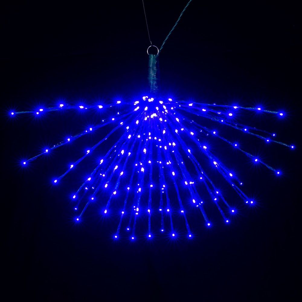 Light, 32" 240Lt Green Wire Starburst Blue LED