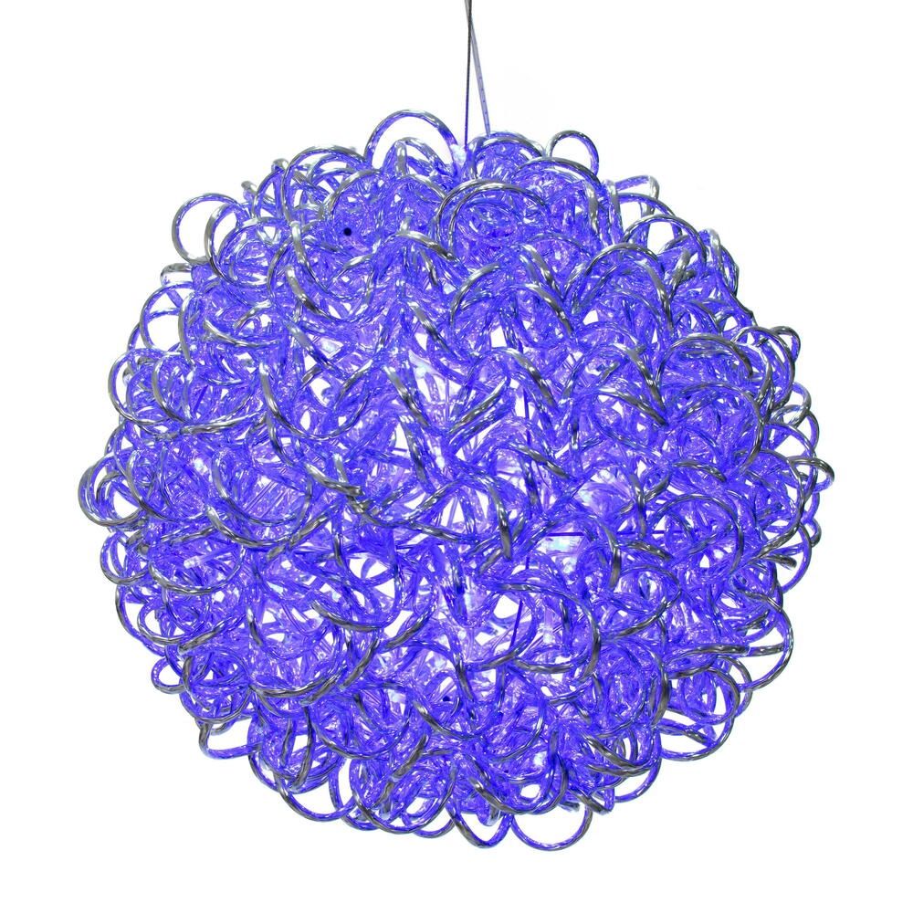Lights, 14" Silver Spiral LED Blue Ball 120lts
