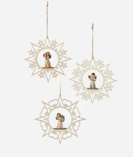 Ornament, Angel Star 6&quot; Laser Wood