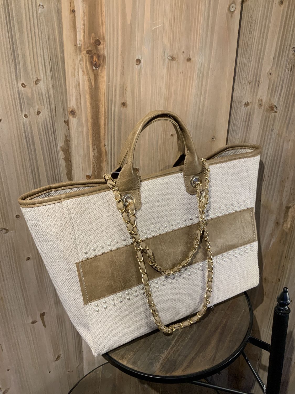 Satchel, Kristina Str w/Pearl pearl/woven