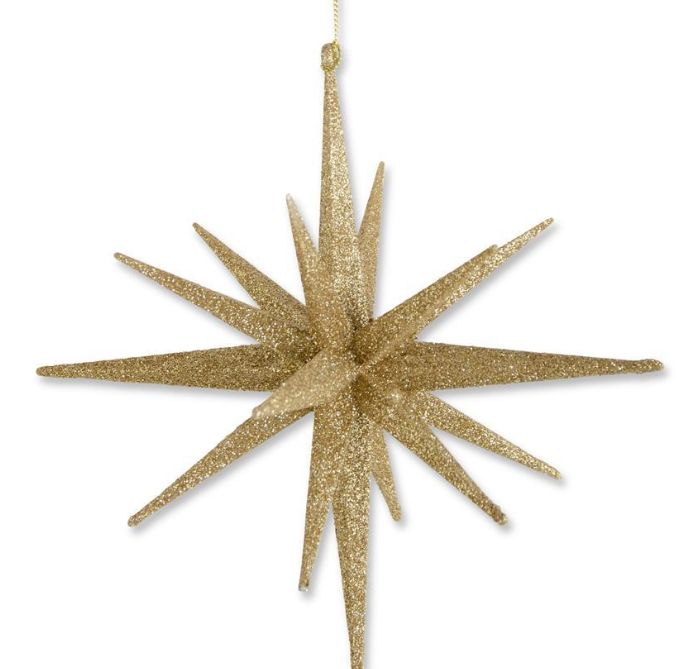 Ornament, 8&quot; Gold Glitter 18 Point Star
