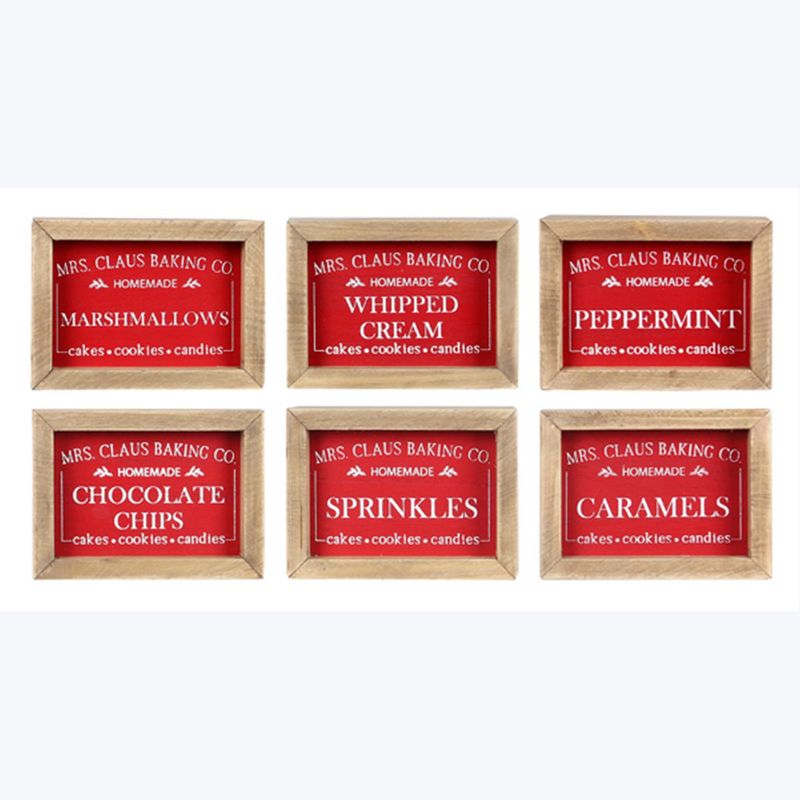 Box Sign, Wood Cocoa &amp; Cookies Red/White 3x4&quot;