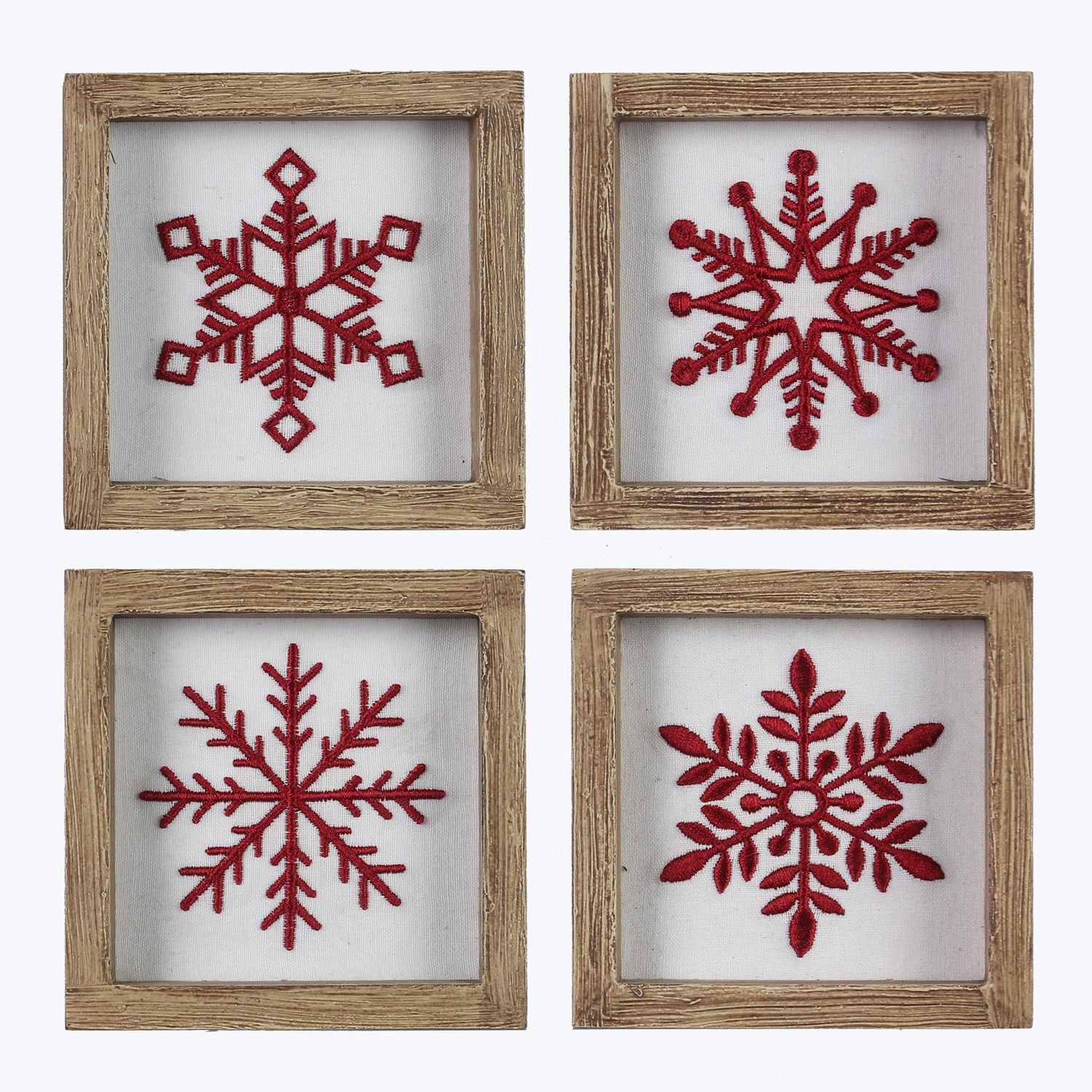 Block Sign, Embroidered Red Snowflake on White 4&quot;